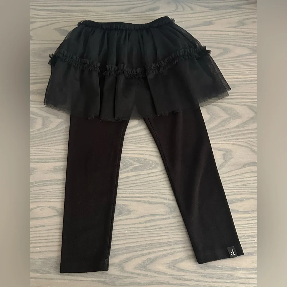 DEUX PAR DEUX GIRLS SOFT-LEGGINGS WITH TULLE SKIRT